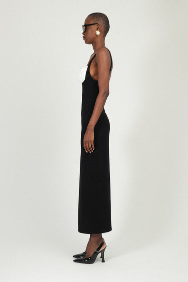 Sleeveless Jersey Long Dress with Gathered Neckline