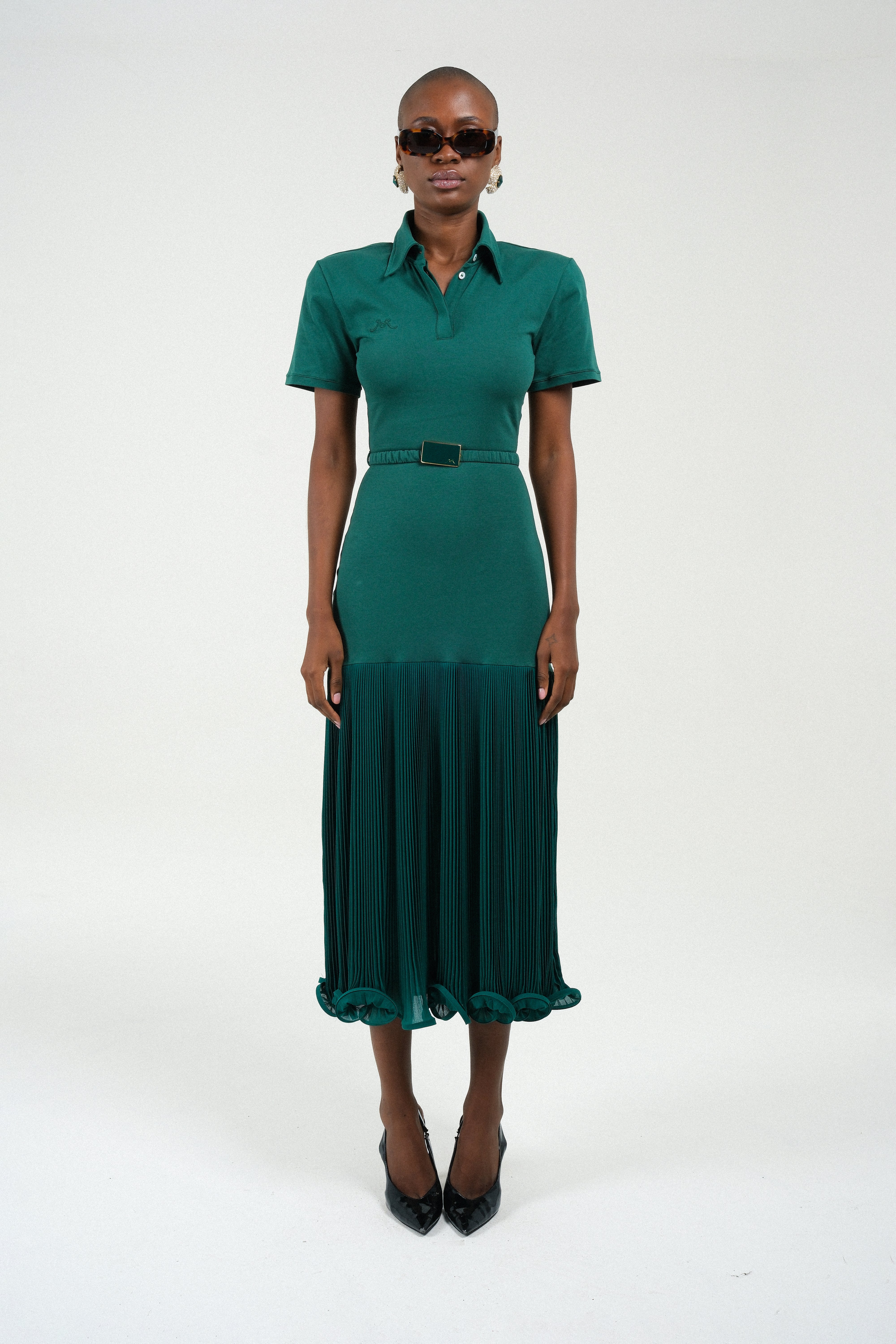 Polo Dress with Pleated Skirt Rowen Rose Polo Dress with Pleated Skirt Rowen Rose