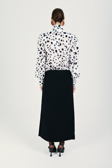 Low-Waist Maxi Skirt with Gold Buckle Detail