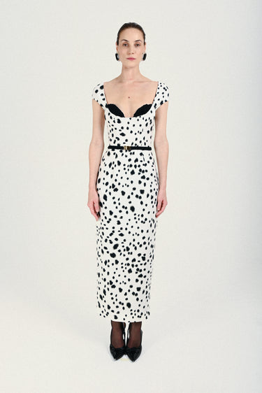 Dalmatian Long Dress with Bra and Matching Belt
