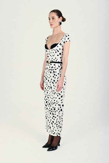 Dalmatian Long Dress with Bra and Matching Belt
