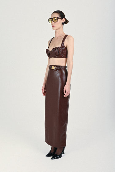 Eco Leather Bra with Gathered Cups