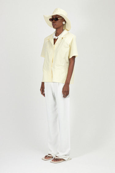 Striped Oversized Short Sleeves Shirt in Poplin