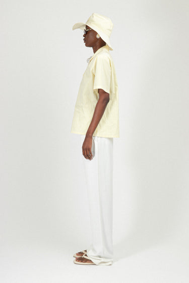 Striped Oversized Short Sleeves Shirt in Poplin