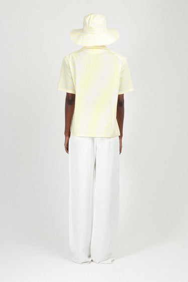 Striped Oversized Short Sleeves Shirt in Poplin