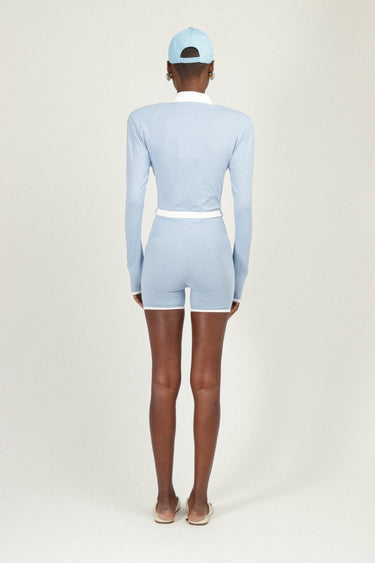 Long Sleeves Jersey Mini Jumpsuit with Belt