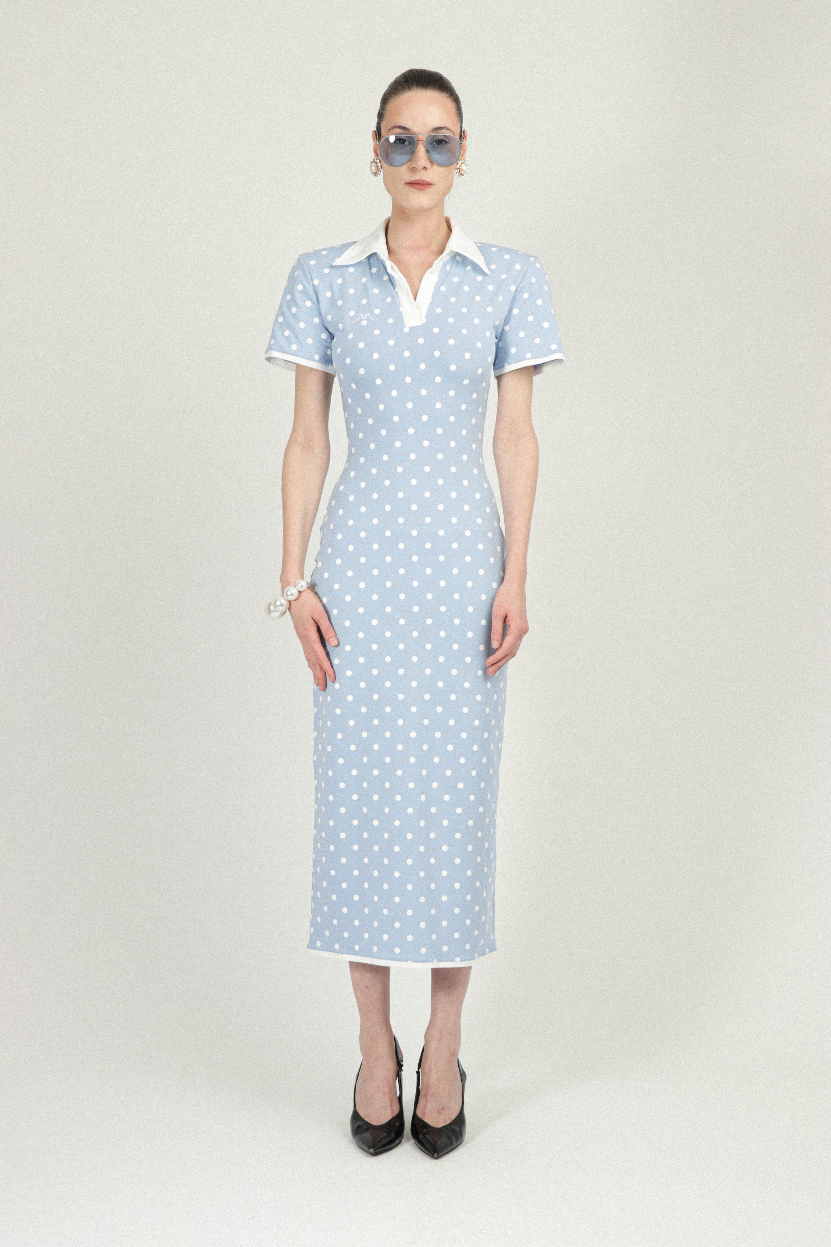 Polka Dots Jersey Polo Dress Rowen Rose Polka Dots Jersey Polo Dress Rowen Rose
