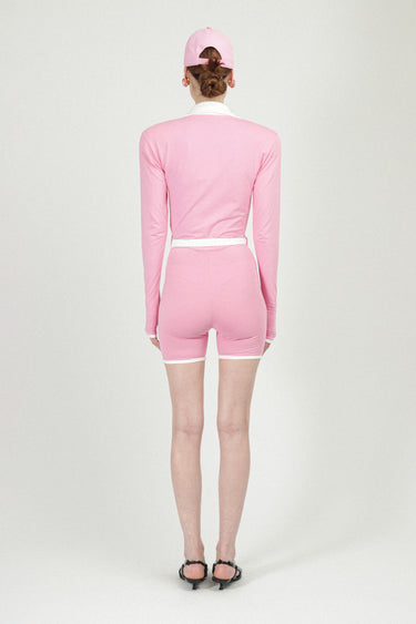 Long Sleeves Jersey Mini Jumpsuit with Belt