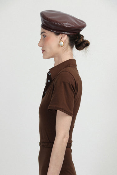 Eco Leather Beret Hat