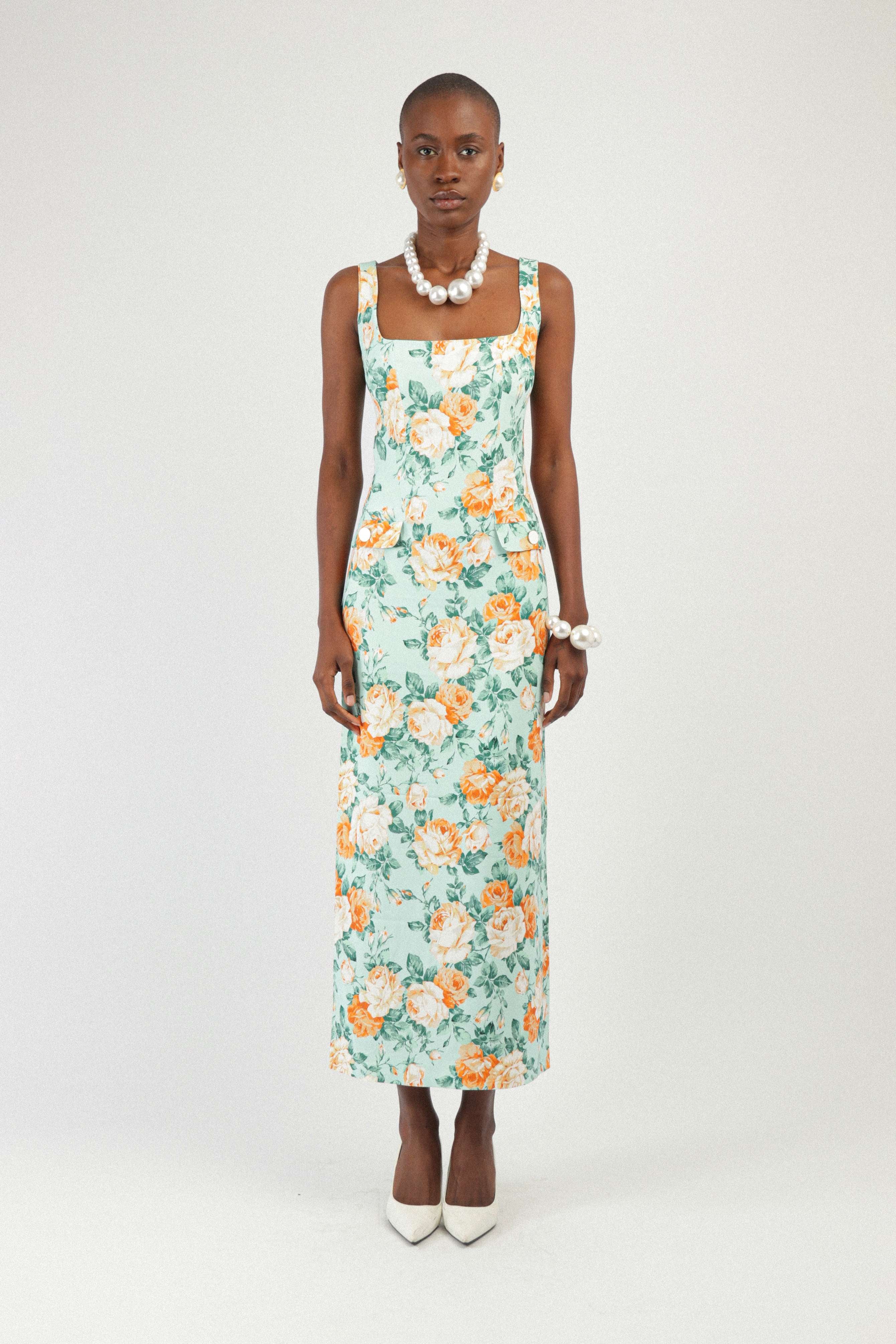orange flower print dress Orange Floral Organza Tencel Print Dress - Size: XL (24M)