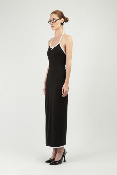 Jersey Backless Dress with Rose Detail