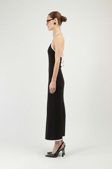 Jersey Backless Dress with Rose Detail