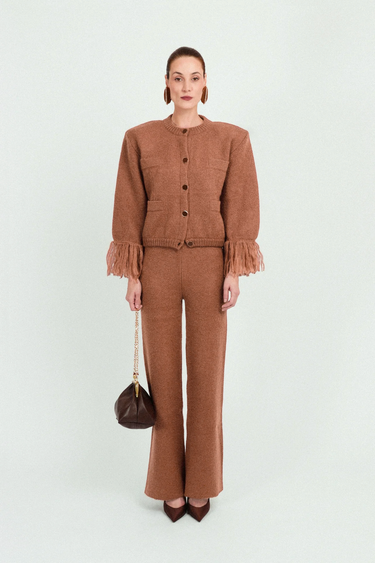 Mohair Short Cardigan with Fringes