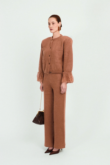 Mohair Short Cardigan with Fringes