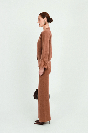 Mohair Short Cardigan with Fringes