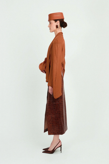 Long Croco Wrap Skirt