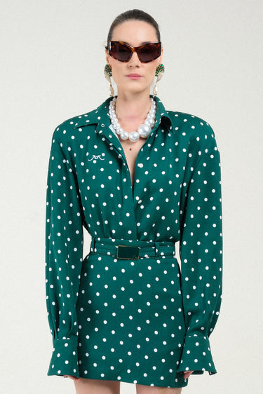 green polka dot dress shirt Yours Women's Plus Size Green Polka Dot Pleat Front Shirt Size 14
