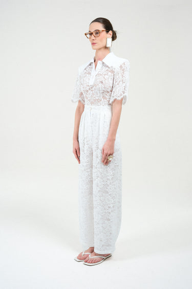 Lace Short Sleeves Polo Bodysuit