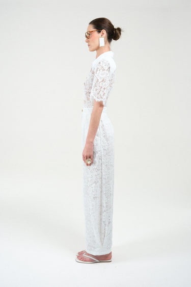 Lace Short Sleeves Polo Bodysuit