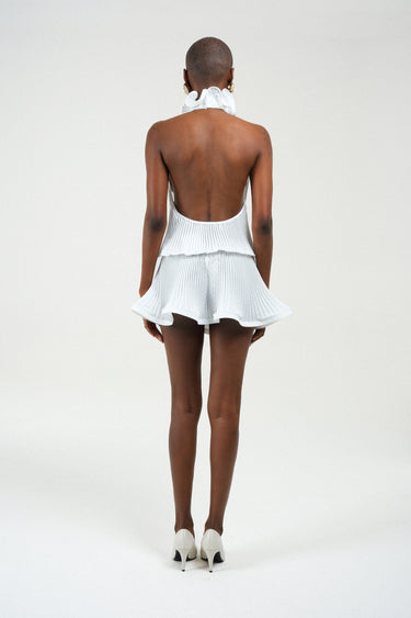 Pleated Turtleneck Mini Dress