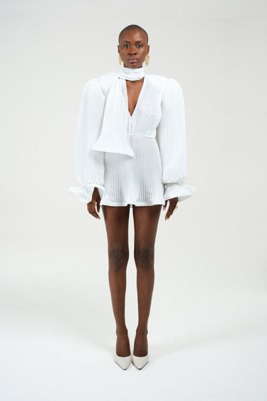 Pleated Puffy Mini Dress