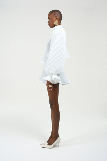 Pleated Puffy Mini Dress