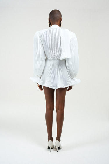 Pleated Puffy Mini Dress