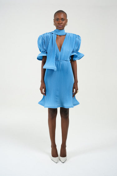 Pleated Puffy Midi Dress