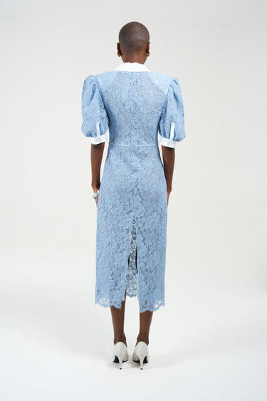 Lace Polo Dress with Puffy Sleeves