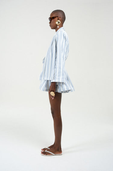 Striped Mini Dress with Scarf