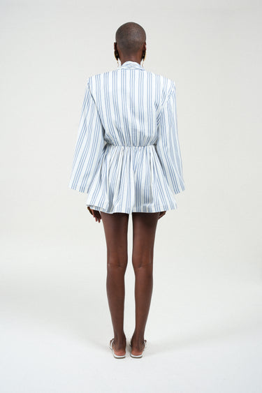 Striped Mini Dress with Scarf