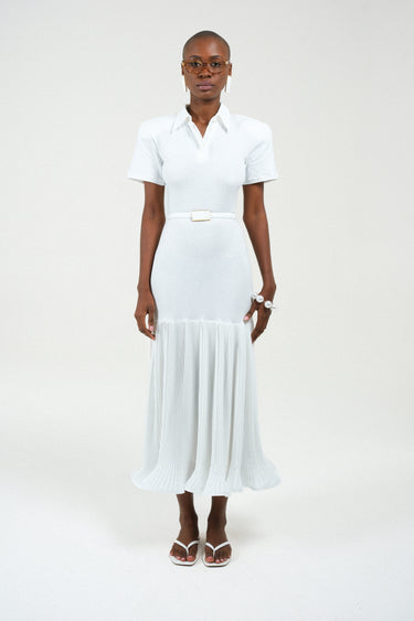 Polo Dress with Pleated Skirt