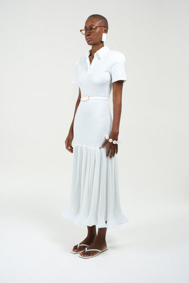 Polo Dress with Pleated Skirt