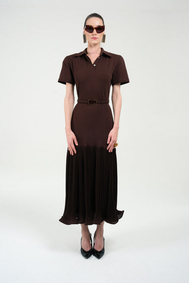 Polo Dress with Pleated Skirt