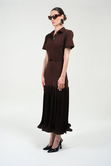 Polo Dress with Pleated Skirt