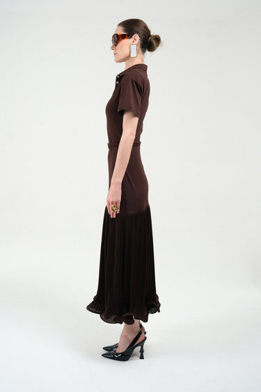 Polo Dress with Pleated Skirt