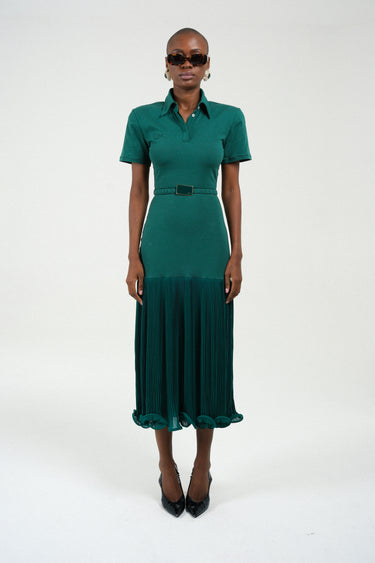 Polo Dress with Pleated Skirt