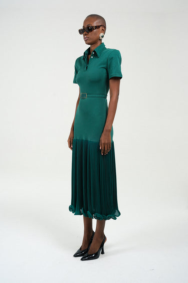 Polo Dress with Pleated Skirt