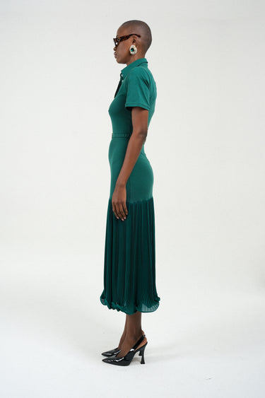 Polo Dress with Pleated Skirt