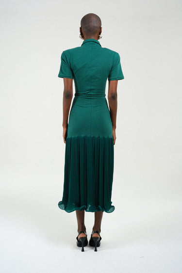 Polo Dress with Pleated Skirt