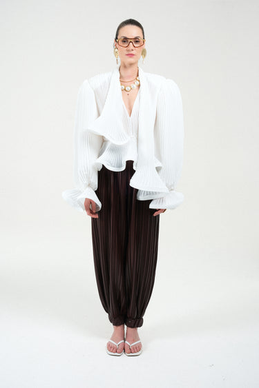 Eco Leather Pleated Balloon Pants