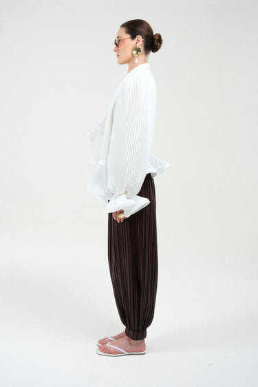 Eco Leather Pleated Balloon Pants