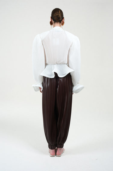 Eco Leather Pleated Balloon Pants
