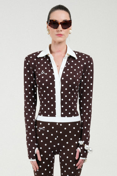 Polka Dots Long Sleeves Polo