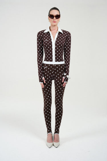 Polka Dots Long Sleeves Polo