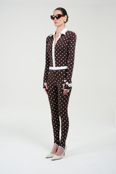 Polka Dots Long Sleeves Polo