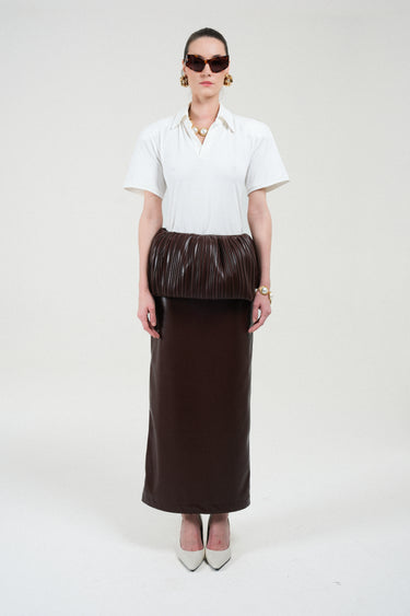Eco Leather Pleated Balloon Skirt