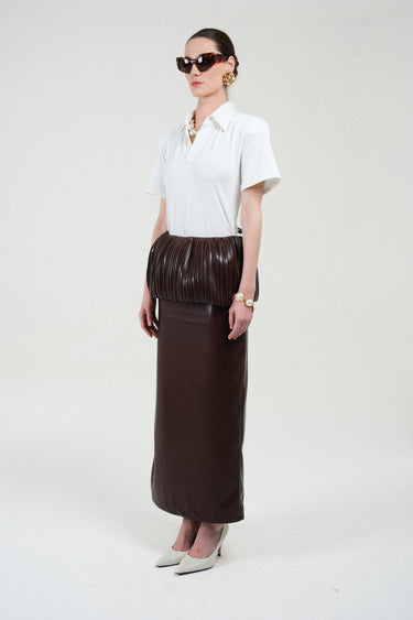 Eco Leather Pleated Balloon Skirt