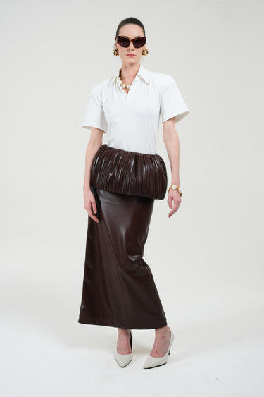 Eco Leather Pleated Balloon Skirt