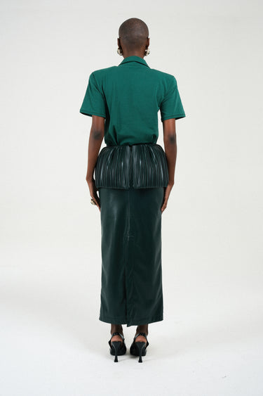 Eco Leather Pleated Balloon Skirt